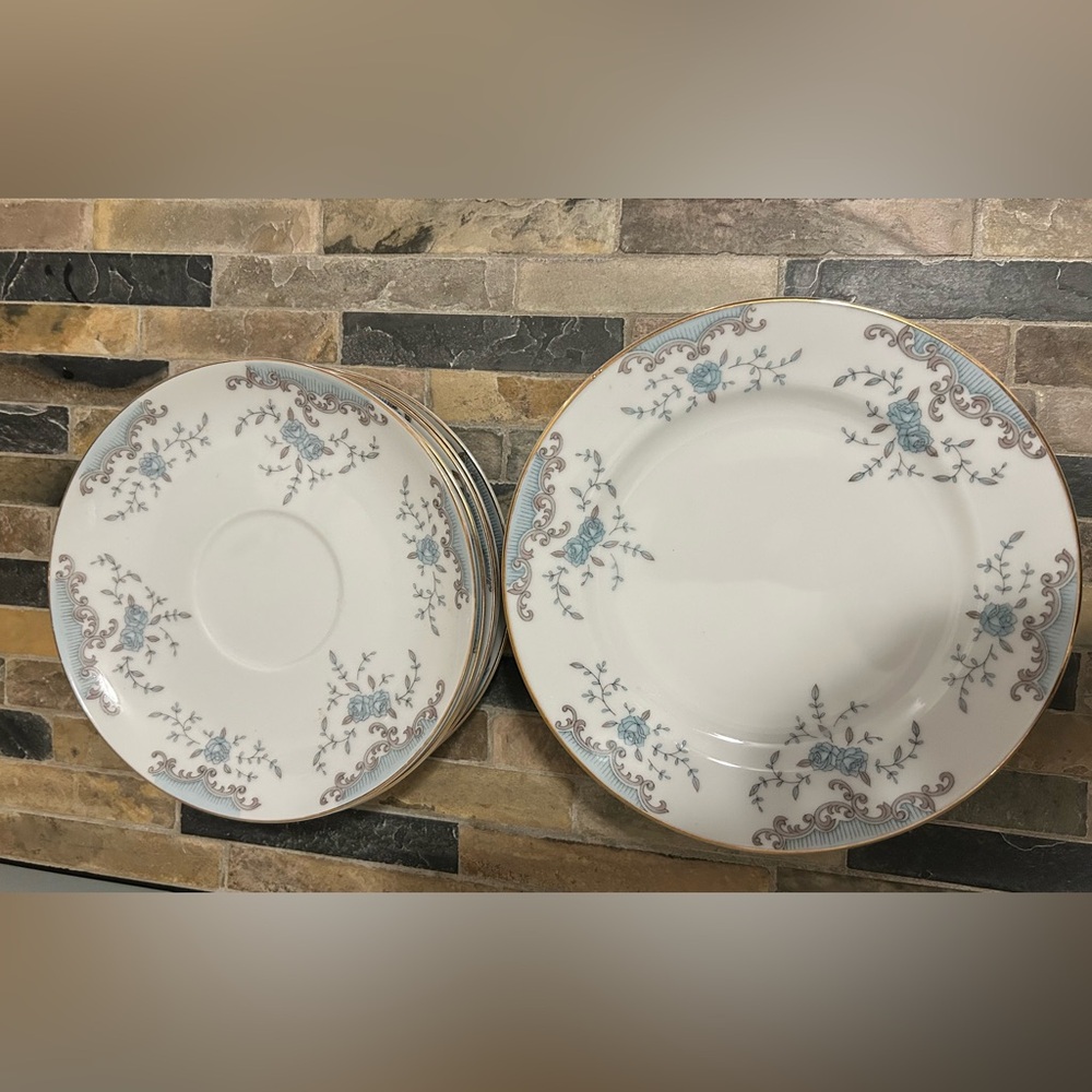 Imperial China Seville 5303 USA  Elegant Blue Floral Plates